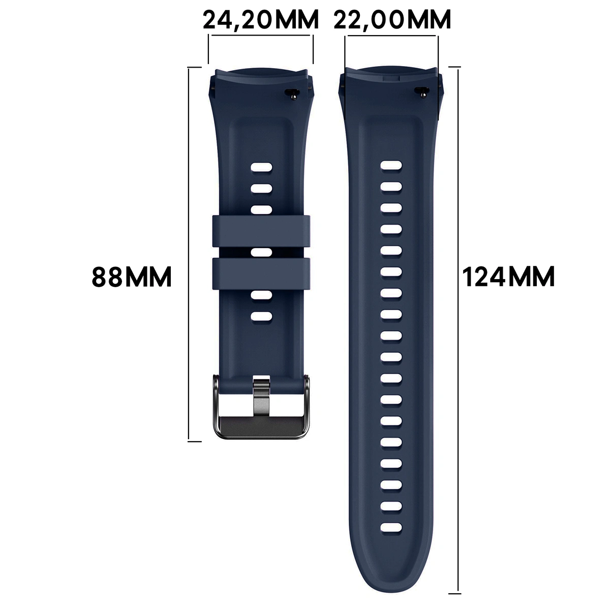 Grafika poglądowa ukazująca sposób mierzenia paska do Huawei Watch 5 46 mm